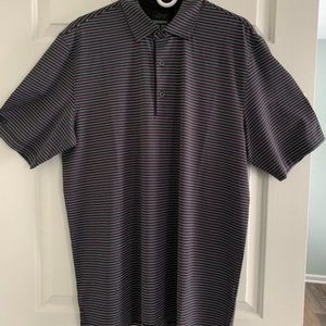 Greg Norman Black w/Light Blue & Pink Stripes Play Dry Short Sleeve Polo Size L